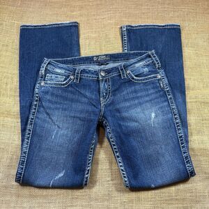 SILVER 'Twisted' Woman's Boot Cut Low-Rise Distressed Jeans W30/L35